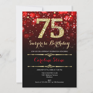 Invitation Surprise 75e anniversaire - Black Red Gold