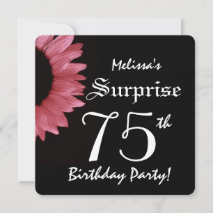 Invitation SURPRISE 75e Anniversaire Fête de PINK Sunflower A