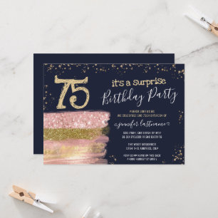 Invitation Surprise 75e anniversaire Parties scintillant gâte