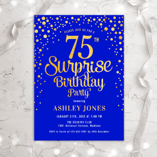 Invitation Surprise 75e fête d'anniversaire - Royal Blue & Go