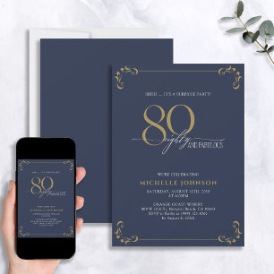 Invitation Surprise 80 & Fabuleux Bleu Blanc & Or Anniversair