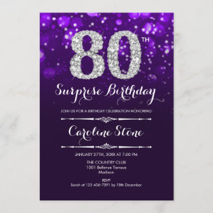 Invitation Surprise 80e anniversaire - Argent violet