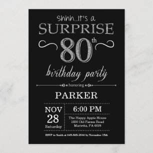 Invitation surprise 80e anniversaire Black and Sil