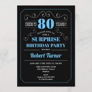 Invitation Surprise 80e anniversaire - Black Blue