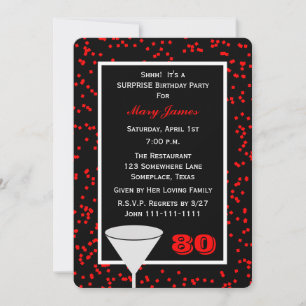 Invitation Surprise 80e anniversaire de fête verre avec Confe