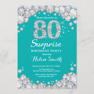 Invitation Surprise 80e anniversaire Diamant Turquoise et Arg