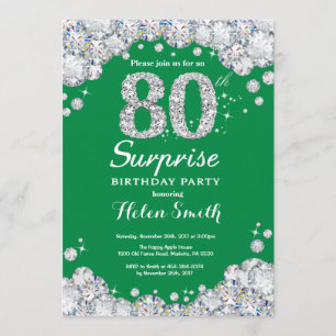 Invitation Surprise 80e anniversaire Diamant vert et argent