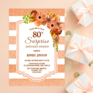 Invitation Surprise 80e anniversaire Dîner Apricot Fête Flora