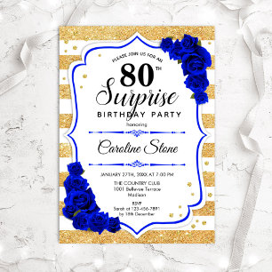 Invitation Surprise 80e anniversaire - Gold White Royal Blue