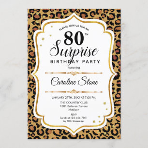 Invitation Surprise 80e anniversaire - Leopard Gold White