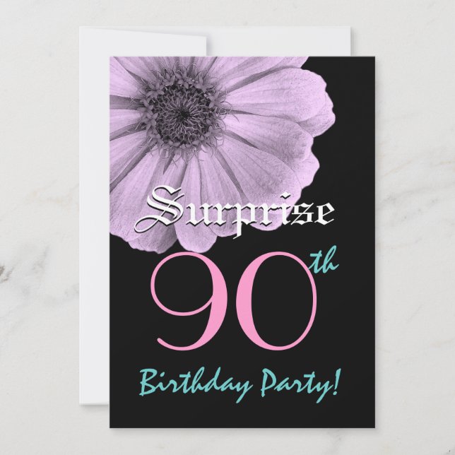 Invitation SURPRISE 80e anniversaire Modèle Purple Daisy (Devant)