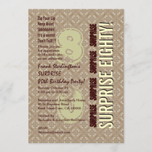 Invitation SURPRISE 80e anniversaire Numéros verticaux modern