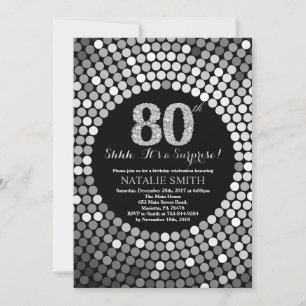 Invitation Surprise 80e anniversaire Parties scintillant noir