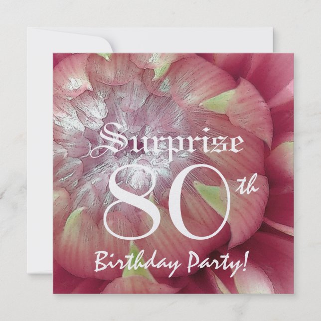Invitation SURPRISE 80e anniversaire Pink Dahlia BY06 (Devant)