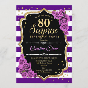 Invitation Surprise 80e anniversaire - Purple Gold