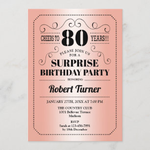 Invitation Surprise 80e anniversaire - Rose Gold Black