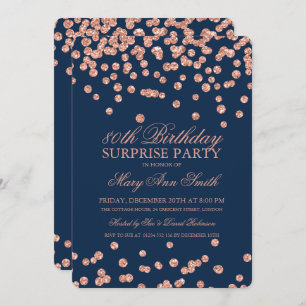 Invitation Surprise 80e anniversaire Rose Gold Parties scinti