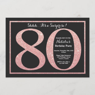 Invitation Surprise 80e anniversaire Rose Pink Gold Parties s