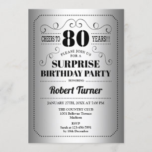 Invitation Surprise 80e anniversaire - Silver Black