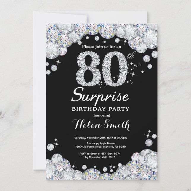 Invitation surprise 80e anniversaire Silver Diamon (Devant)