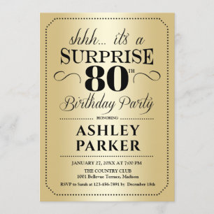 Invitation Surprise 80e fête d'anniversaire - Gold