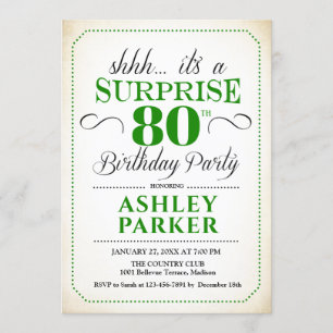 Invitation Surprise 80e fête d'anniversaire - White Green