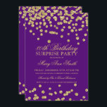 Invitation Surprise 80th Birthday Gold Glitter Purple<br><div class="desc">Elegant Surprise 80th Birthday Party invitation design with Gold Glitter Confetti motif on Purple ,  custom name and date and additional text. Easy to use and easy to personalize.</div>