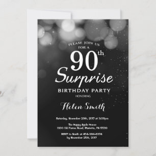 Invitation surprise 90 ans avec paillettes argenté