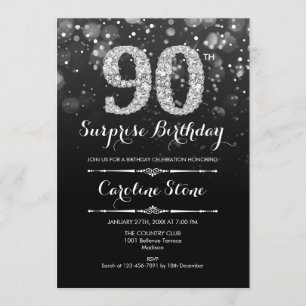 Invitation Surprise 90e anniversaire - Argent noir