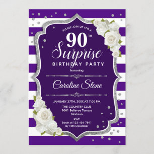 Invitation Surprise 90e anniversaire - Argent violet