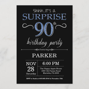 Invitation surprise 90e anniversaire Black and Blu