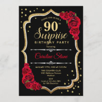 Surprise 90e anniversaire - Black Gold Red Invitat