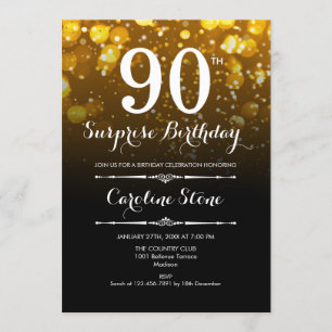 Invitation Surprise 90e anniversaire - Black Gold White