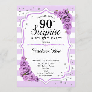 Invitation Surprise 90e anniversaire - Blanc pourpre