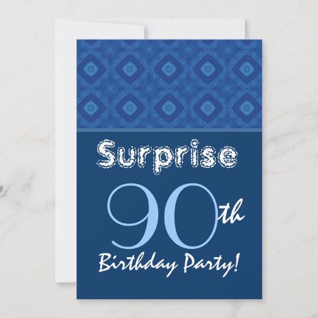 Invitation SURPRISE 90e anniversaire Blue Diamond Motif (Devant)