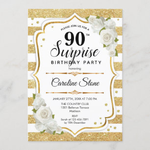 Invitation Surprise 90e anniversaire - Gold White