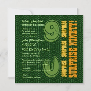 Invitation SURPRISE 90e anniversaire Green Gold Stars W1886