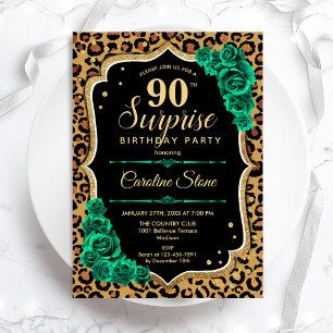 Invitation Surprise 90e anniversaire - Leopard Black Gold Ros