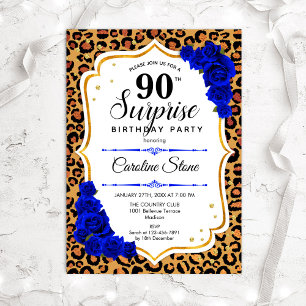 Invitation Surprise 90e anniversaire - Leopard Gold Royal Blu