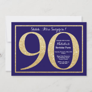 Invitation Surprise 90e anniversaire Marine Blue and Gold Par