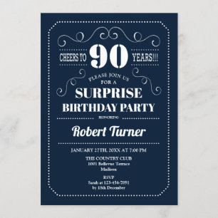 Invitation Surprise 90e anniversaire - Navy Blue