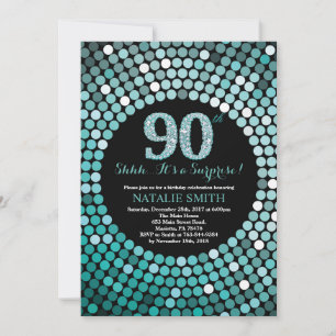 Invitation Surprise 90e Anniversaire Noir et Paillettes Sarce