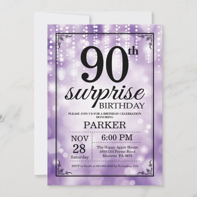 Invitation surprise 90e anniversaire Parties scint (Devant)