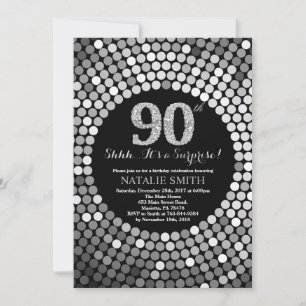 Invitation Surprise 90e anniversaire Parties scintillant noir