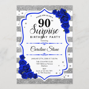 Invitation Surprise 90e anniversaire - Silver White Royal Blu