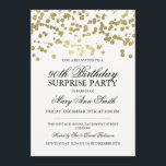 Invitation Surprise 90e Birthday Party Gold Foil<br><div class="desc">Elegant 90th Surprise Birthday Party Design with Gold Foil Confeti (IT'S NOT A REAL FOIL) sur un motif blanc background,  custom name and date and additional text.</div>
