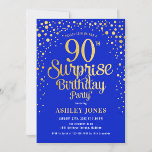 Invitation Surprise 90e fête d'anniversaire - Royal Blue & Go