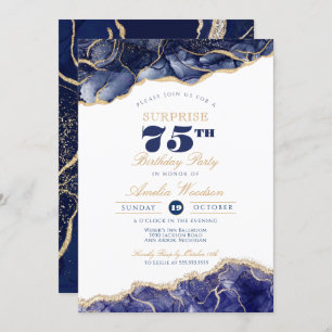 Invitation Surprise Adulte 75e Anniversaire Élégant Agate de