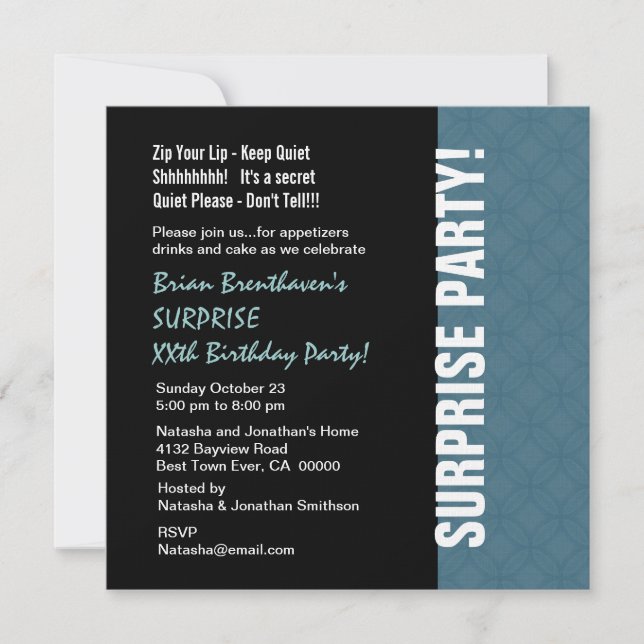 Invitation SURPRISE Année Anniversaire Moderne Dusty Blue V01 (Devant)