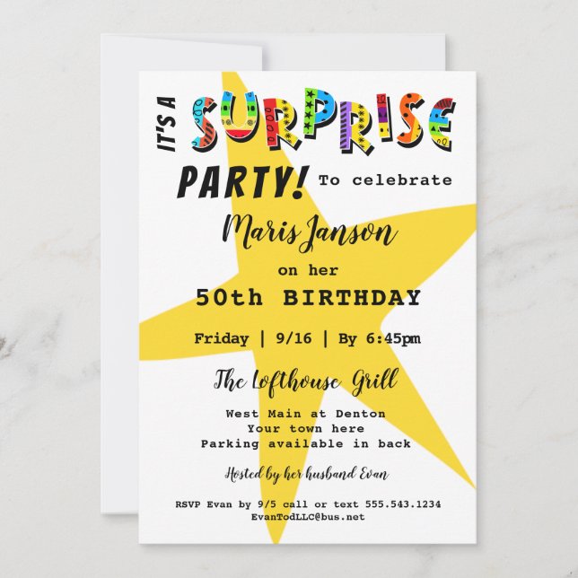 INVITATION SURPRISE ANNIVERSAIRE ANNIVERSAIRE ANNIVERSAIRE N' (Devant)